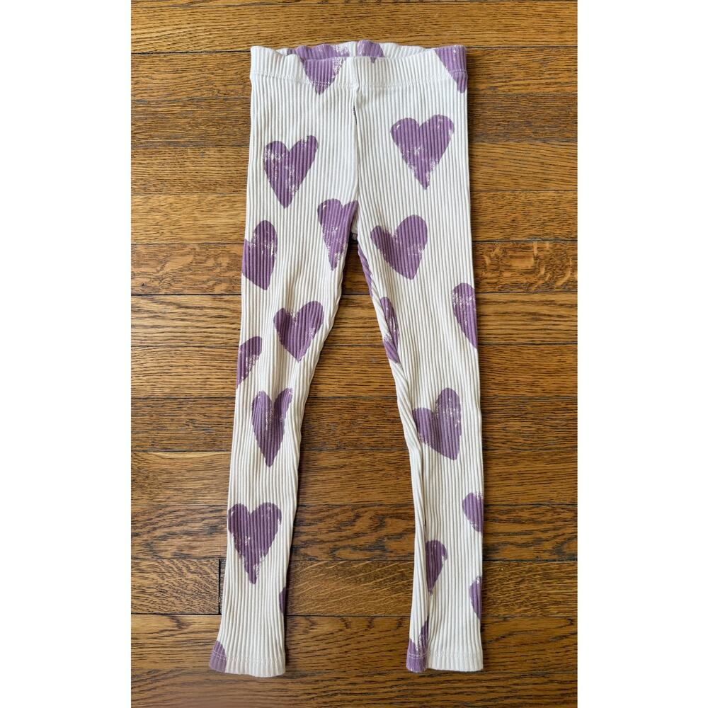Zara Girls' Purple Hearts Ribbed Leggings Size 6